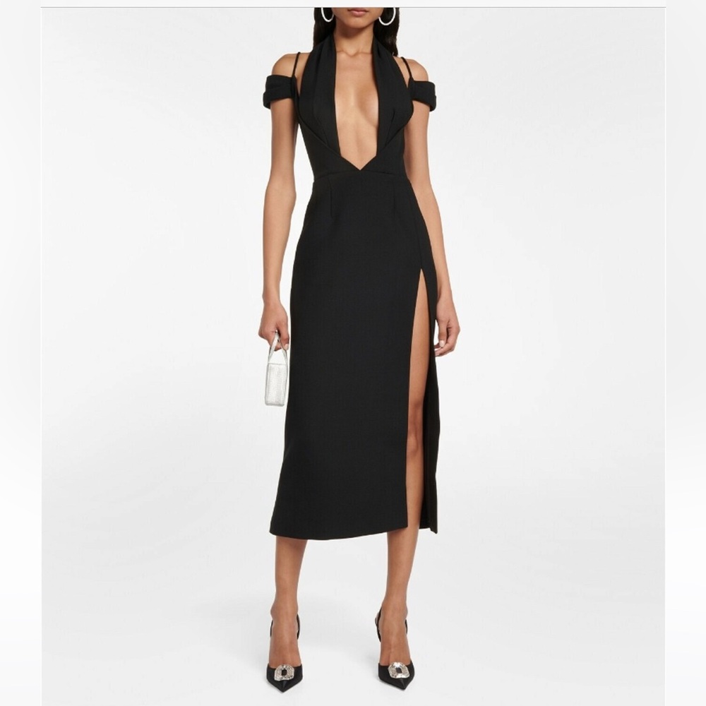 LAQUAN SMITH Virgin Wool Blend Halter Midi Dress